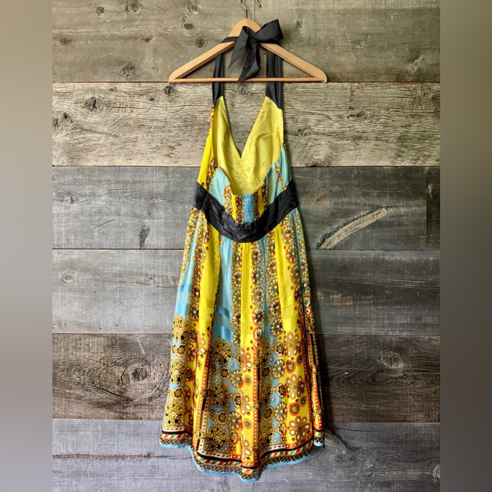Anthropologie Moulinette Soeurs Electric Age Silk Halter Floral Dress As‎ Seen 4 - Picture 7 of 11